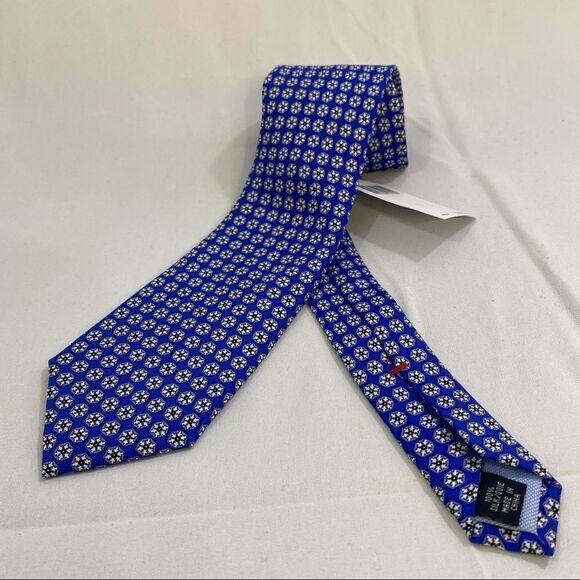 Tommy Hilfiger Blue and White Daisies Neck Tie - Picture 1 of 5